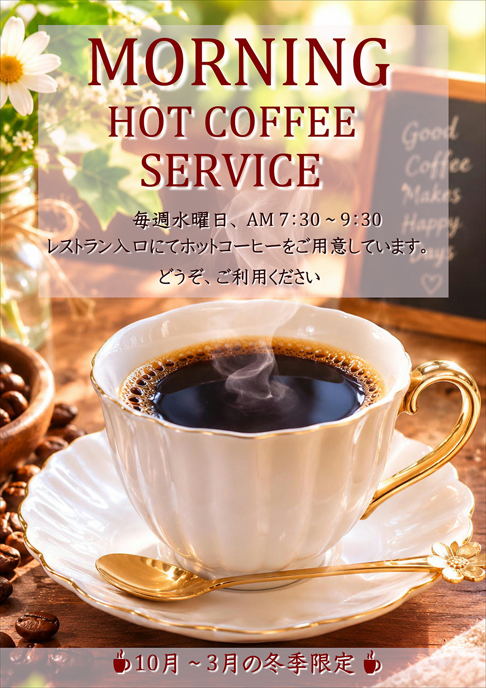 モーニングコーヒーサービスのお知らせ